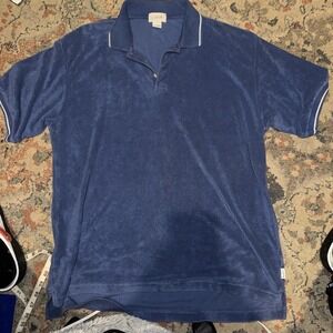 J.Crew Men's Polo Shirt Large Blue Short Sleeve Cotton Blend Casual